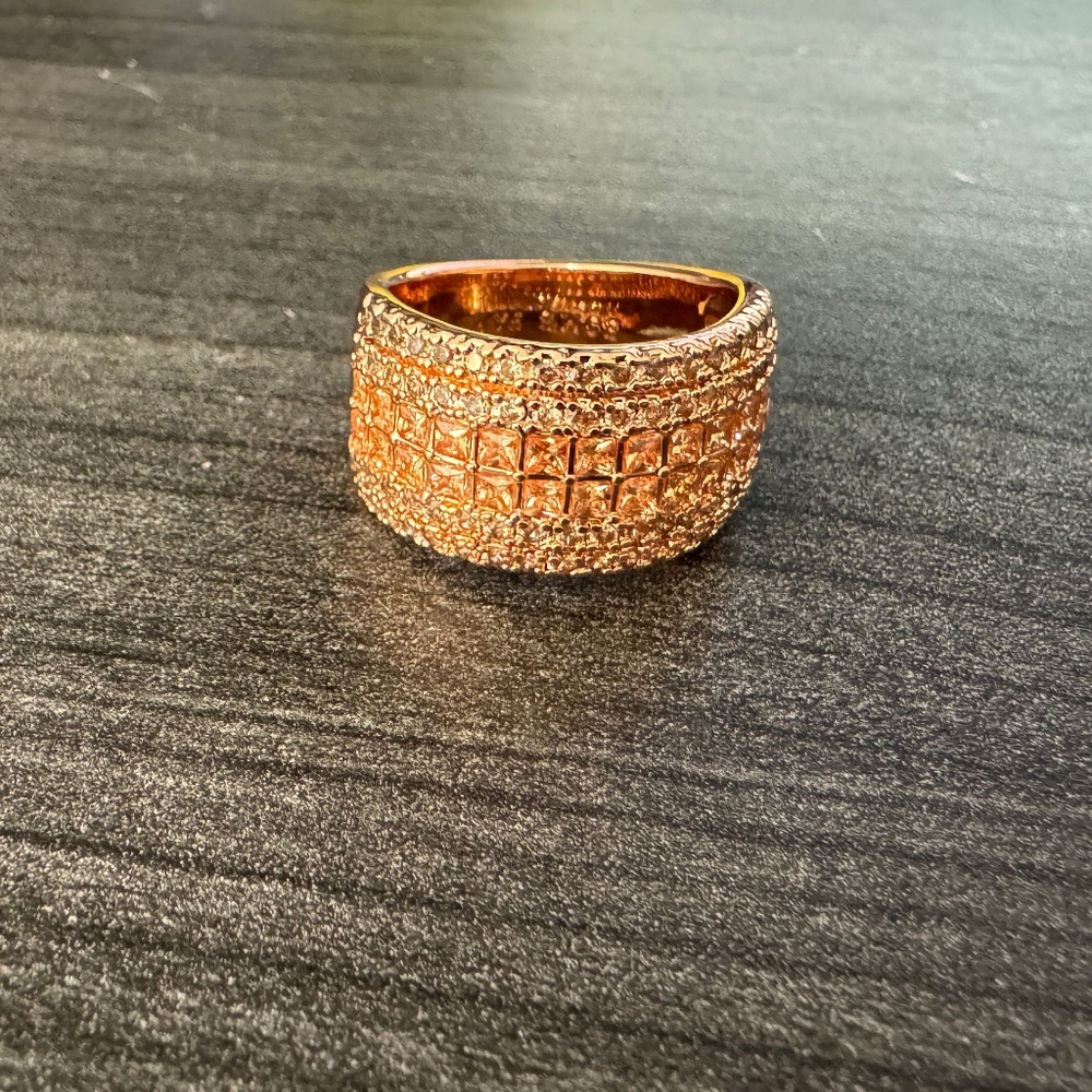 Bomb Party Ladies Rose Gold & Cubic Zirconia Crystal Ring Size 7